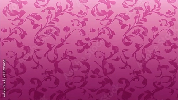 Fototapeta A seamless pattern of pink floral designs on a gradient background.