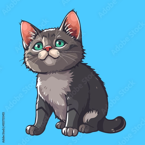 Obraz Cat Full Body Illustration. Flat Cartoon Style. Vector Icon Illustration Animal Icon Concept Isolated Premium Vector
