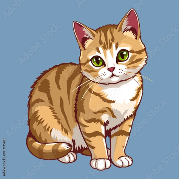 Obraz Cat Full Body Illustration. Flat Cartoon Style. Vector Icon Illustration Animal Icon Concept Isolated Premium Vector