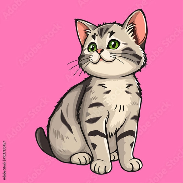 Obraz Cat Full Body Illustration. Flat Cartoon Style. Vector Icon Illustration Animal Icon Concept Isolated Premium Vector