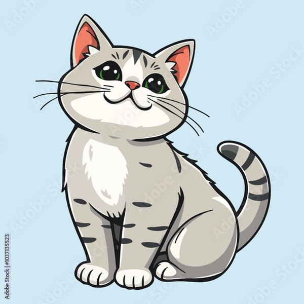Obraz Cat Full Body Illustration. Flat Cartoon Style. Vector Icon Illustration Animal Icon Concept Isolated Premium Vector