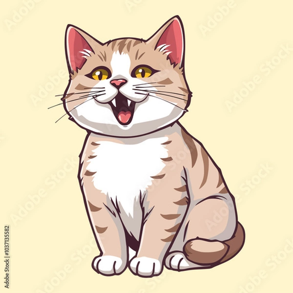 Obraz Cat Full Body Illustration. Flat Cartoon Style. Vector Icon Illustration Animal Icon Concept Isolated Premium Vector