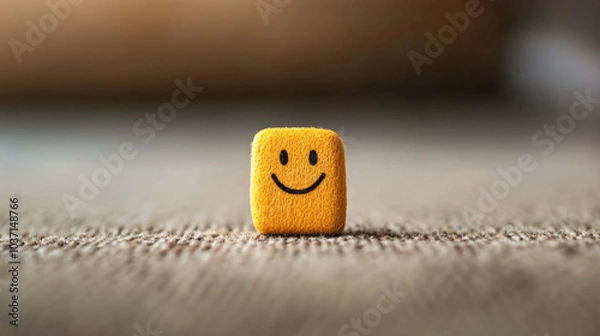 Obraz smiley face plush toy on fabric