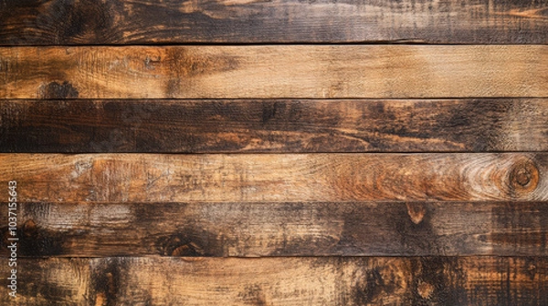Fototapeta Rustic Wooden Texture: A close-up shot of weathered wooden planks, showcasing the natural beauty of reclaimed wood. The warm tones and rich grain patterns create a rustic and inviting backdrop.