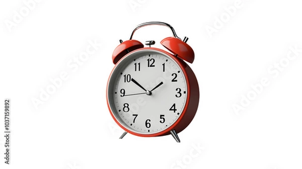 Fototapeta 3D Alarm clock front view isolated on transparent background