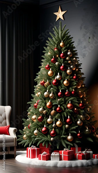 Fototapeta christmas tree backdrop works well showcasing products visually appealing way