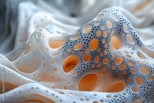 Fototapeta Abstract textured surface with holes, showcasing intricate patterns and organic shapes.