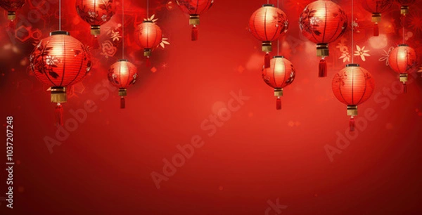 Fototapeta red lanterns on the wall