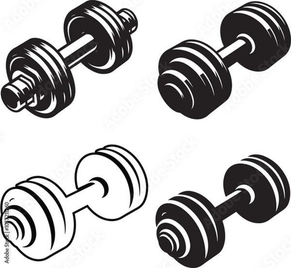 Fototapeta Gym dumbbell isolated vector art on white background