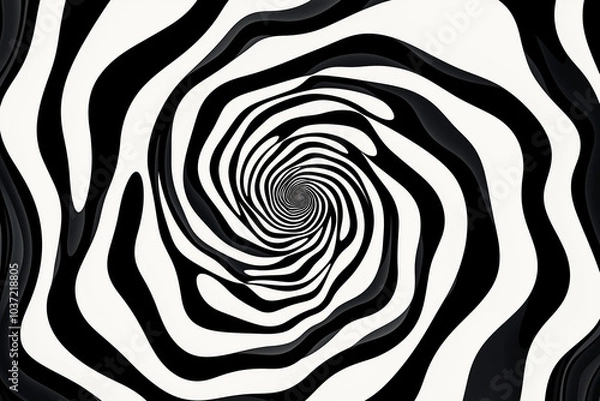Obraz An abstract art design with black and white lines. Each line has an optical illusion effect that creates movement within its circle
