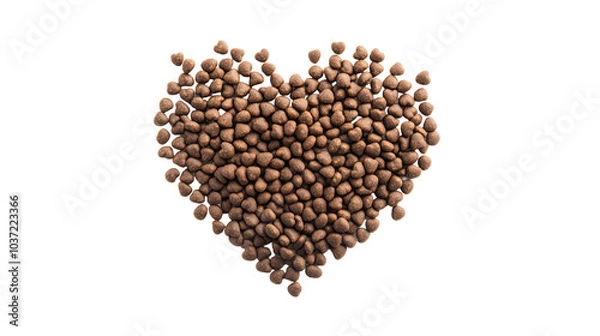 Fototapeta Cat dry kibble food in heart shape on transparent background