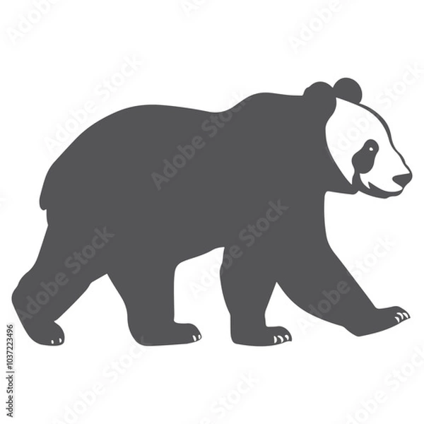 Fototapeta Panda Silhouette. Minimalist panda flat vector