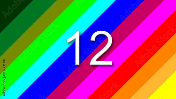 Obraz 12 colorful rainbow background year number