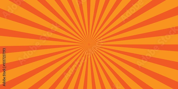 Fototapeta Vector sunburst retro orange vector backdrop starburst vintage backdrop background. abstract beam flare banner, cartoon, template geometric creative design.