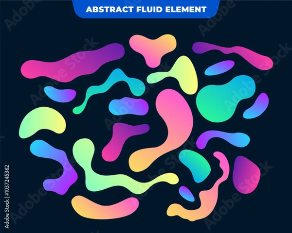 Fototapeta Fluid Design Element Set: Smooth Flowing Shapes with Vibrant and Gradient Colors