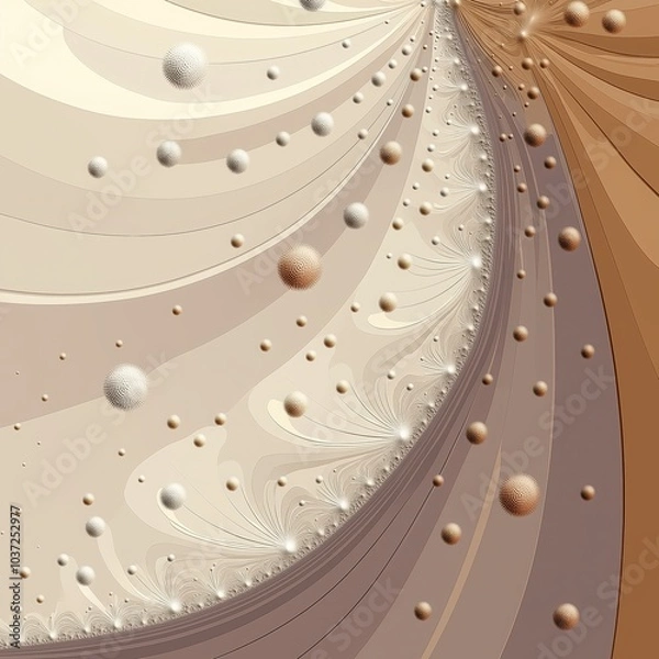 Fototapeta Abstract illustration featuring curves and circles in gray, brown, white and orange
