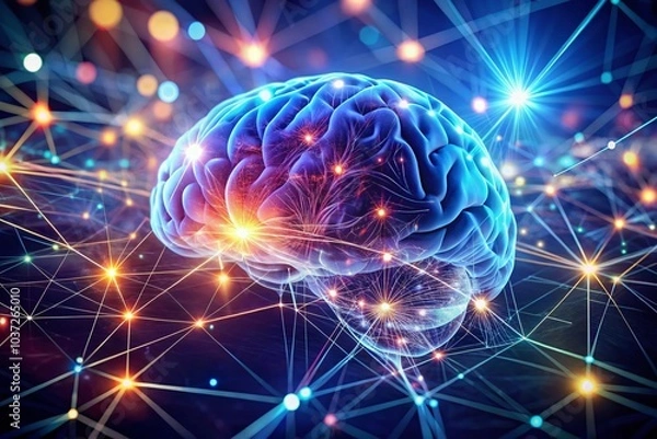 Fototapeta Human Brain and Artificial Intelligence Concept in Low Light Photography for Innovative Technology Visuals