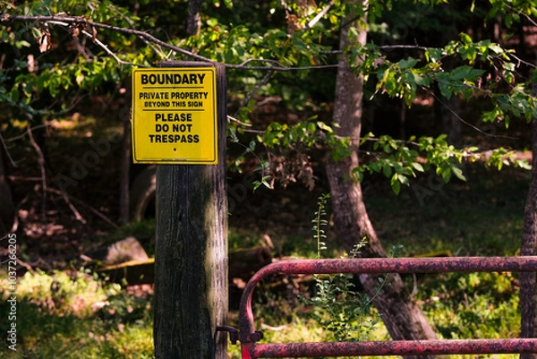 Obraz Private Property Sign and Gate