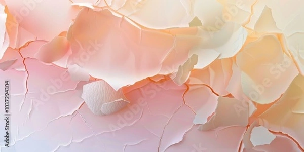 Fototapeta Abstract background with broken eggshell and soft pastel tones, blurred background, gentle gradients, minimalistic design.