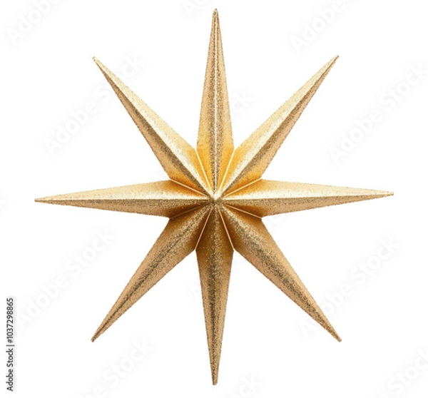 Fototapeta Golden star decoration isolate on transparent background, png, cutout