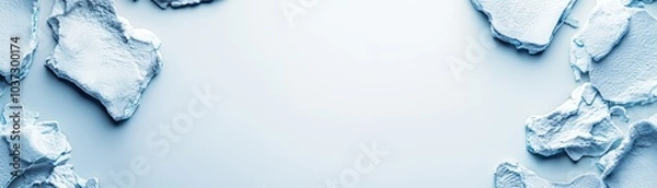 Fototapeta Ice cubes on a blue background, perfect for refreshing beverage and cool drinks.