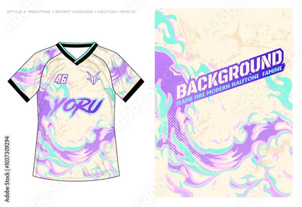 Fototapeta sublimation volleyball running cycling rugby jersey design sporty abstract flame fire liquid lava pattern background halftone marble texture vector illustration pastel