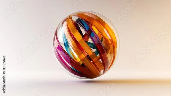 Obraz Minimalistic 3D vector sphere with vibrant sliced sections, showcasing elegance and creativity
