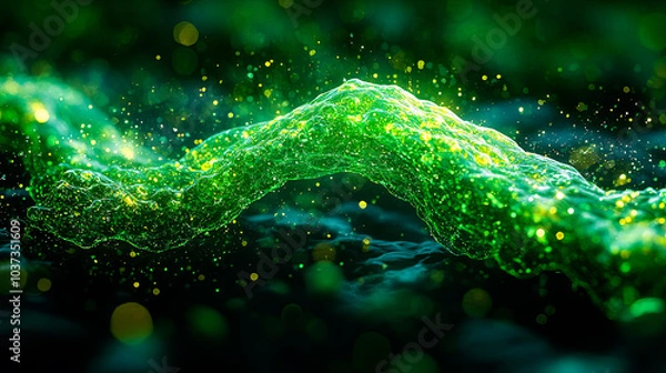 Obraz Abstract green energy flow hydrogen concept minimalist design. Generative AI