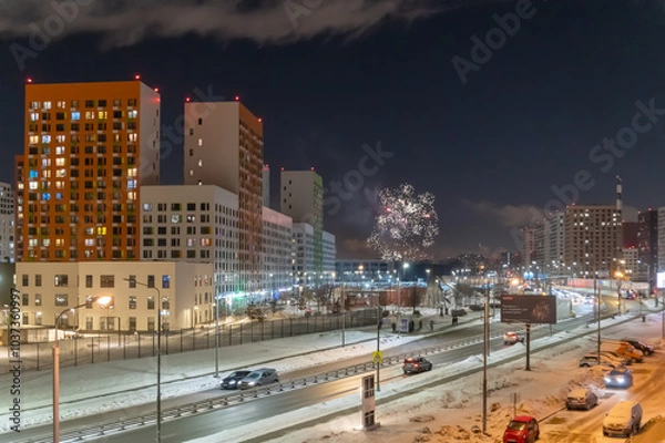 Obraz Dawn is in the sky over the village