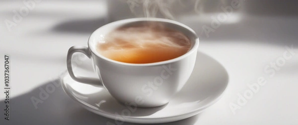 Fototapeta Concept of hot drink with tea on white background