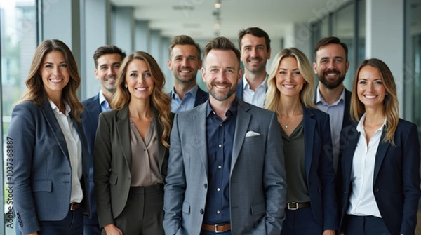 Fototapeta Diverse Group of Professional Business Team in Bright Office Environment - Leadership, Teamwork, and Collaboration