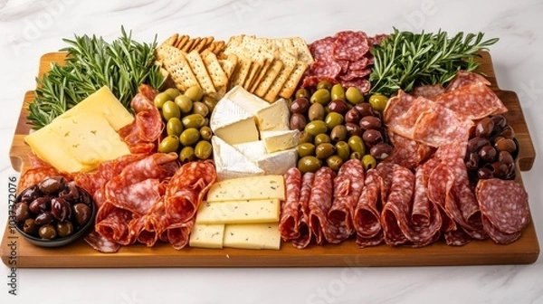 Obraz Gourmet Charcuterie Board with Cheese and Crackers