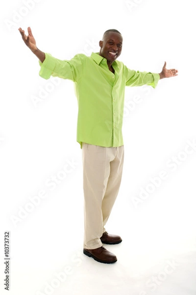 Obraz Man Gesturing With Hands Apart