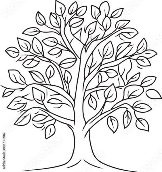 Fototapeta Simple Tree Silhouette Illustration, Tree silhouette on white background.