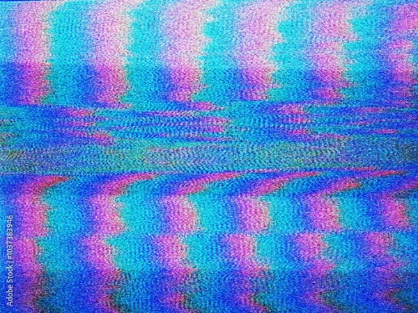 Fototapeta Glitch camera effect. Retro VHS background. Old video template. No signal. Static TV noise, bad TV signal.