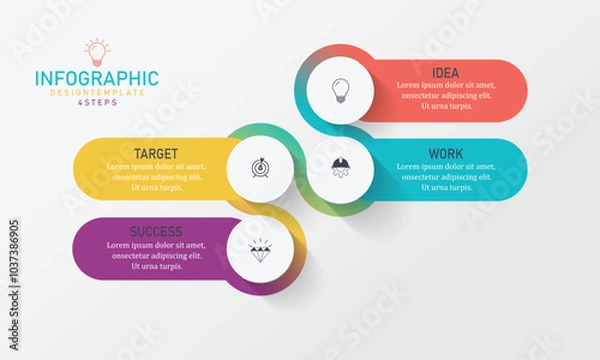 Obraz Infographic design with 4 options or steps. Infographics for business concept. Can be used for presentation workflow layout, banner, process, diagram, flowchart, infographic, annual report.