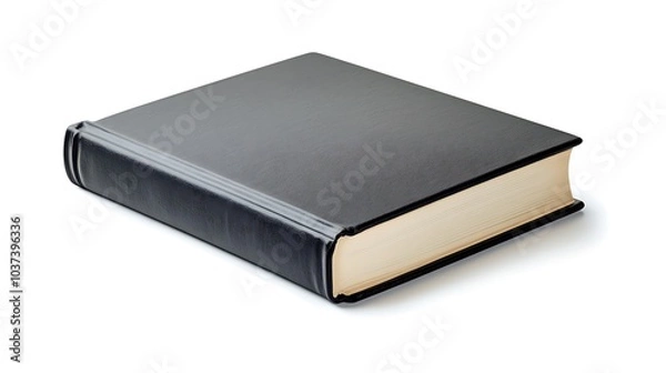 Fototapeta Hardcover book lying flat with its cover facing upward, isolated on a white background