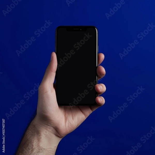 Fototapeta Mockup of female hand holding cell phone with blank screen