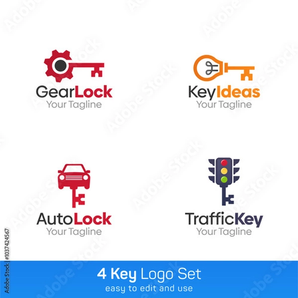 Fototapeta Key Shape Logo Template Set. Good for Business, Agency, Community and Organization