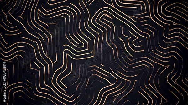 Fototapeta Abstract Gold and Black Swirling Lines Pattern Background