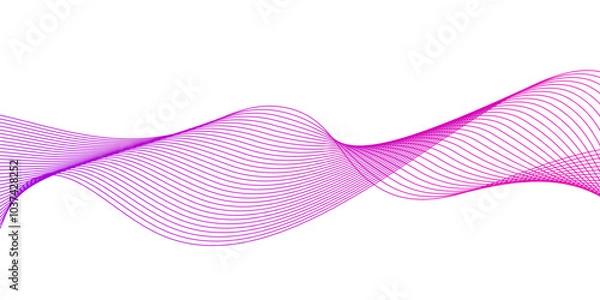 Fototapeta pink wave curve lines banner background design.Abstract vector pink wave melody lines on white background.Wave modern stream transparent background,