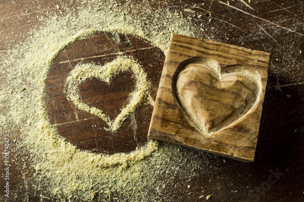 Obraz wood in heart shape