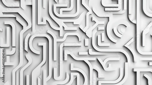 Fototapeta Abstract White 3D Maze Pattern