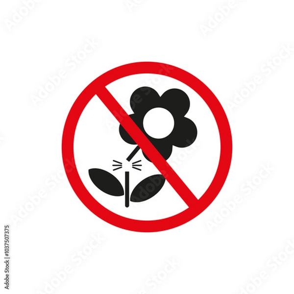 Fototapeta Do not pick flowers. A simple flat vector illustration on a white background