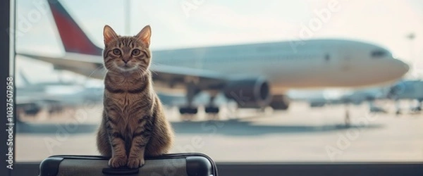 Obraz Cat Waiting for Flight at Airport