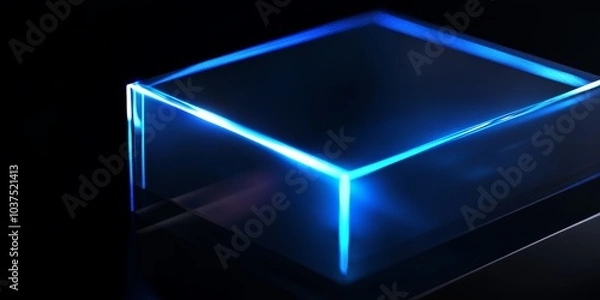 Fototapeta sleek super close up detailed macro close up shot, low angle, of subtly chromatic high speed glass rectangle piece, stylish in the style of contemporary advertising. 