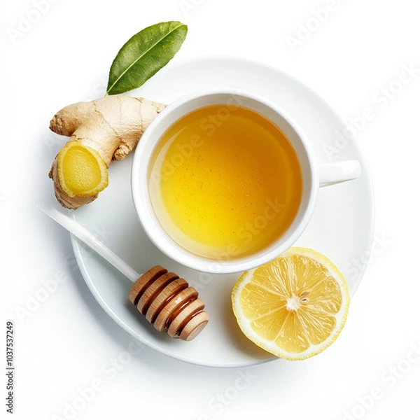 Fototapeta How about "Golden Elixir: A Harmony of Tea, Ginger, and Lemon"?






