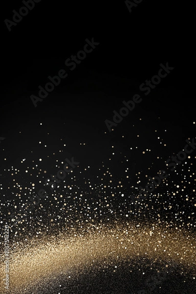 Fototapeta Abstract Black and gold glitter wave horizontal background. AI generation.
