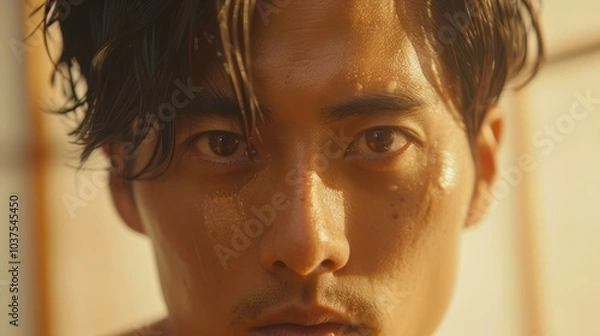 Fototapeta Close-up Portrait of a Man with a Determined Look