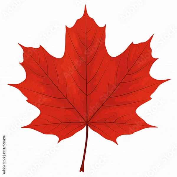 Fototapeta red autumn maple leaf isolated on white background